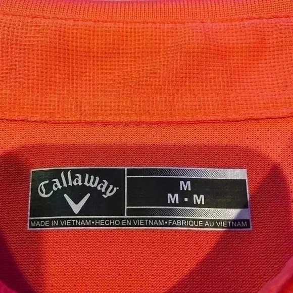 Callaway Polo Shirt Men Medium Tangerine striped Performance Golf - Picture 3 of 7